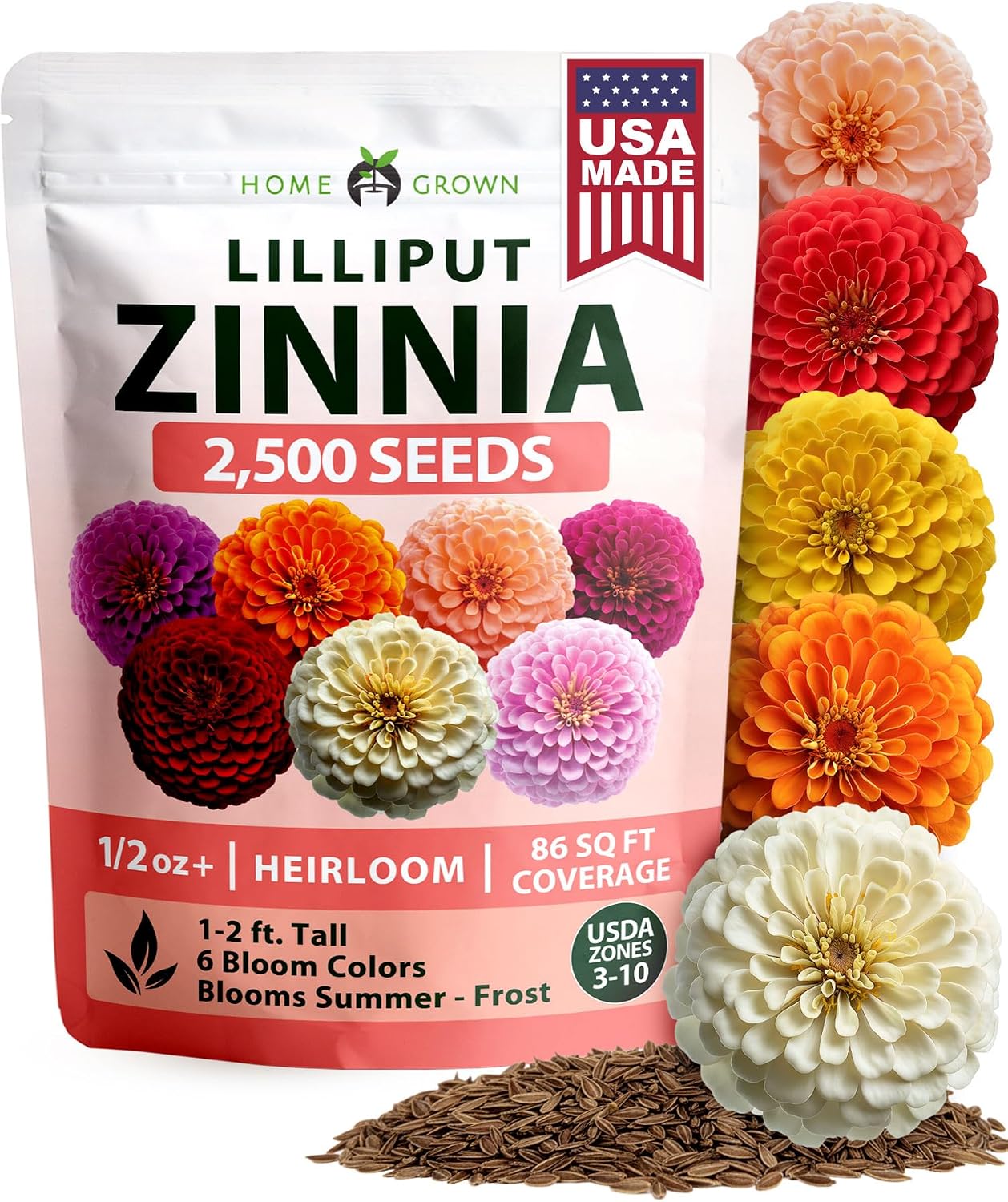 HOME GROWN Zinnia Dahlia Flower Seeds