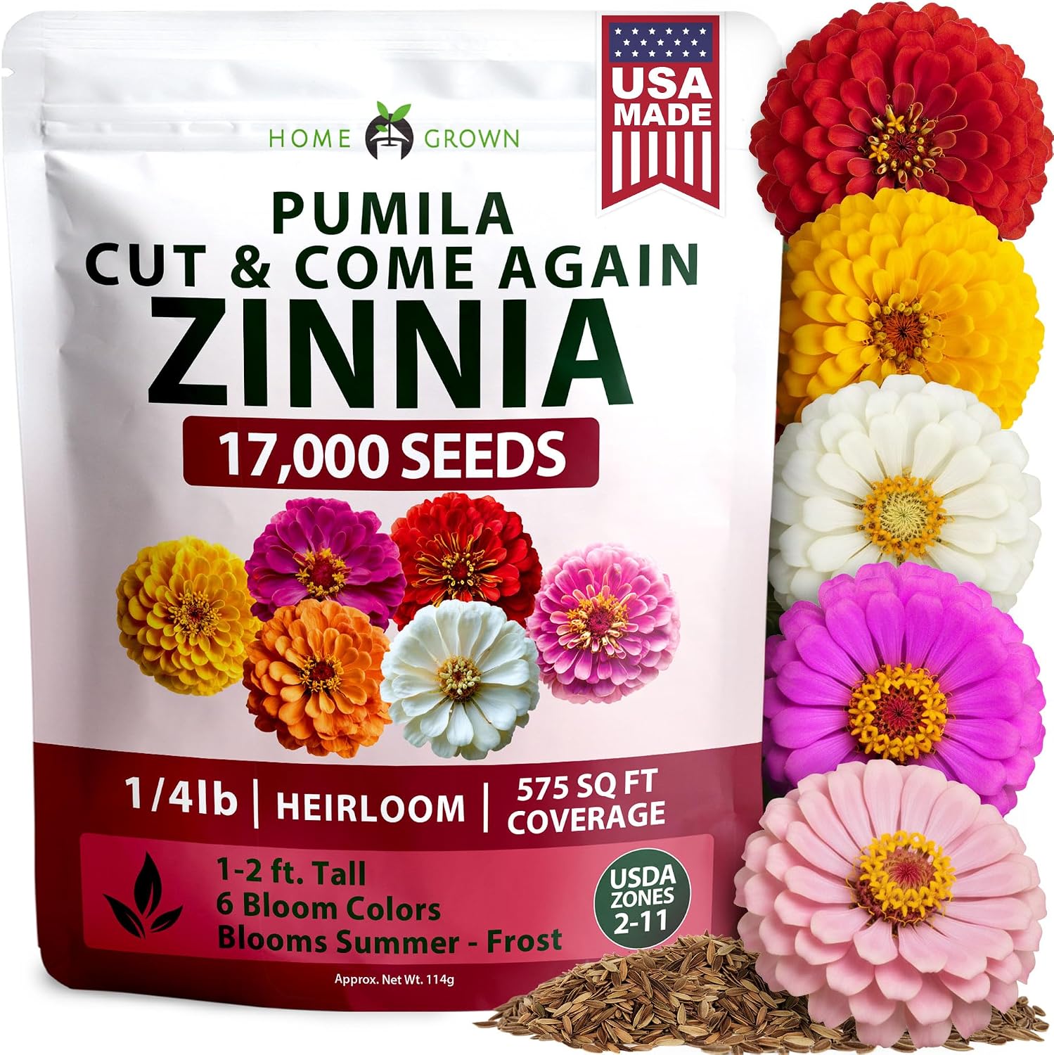 HOME GROWN Zinnia Dahlia Flower Seeds