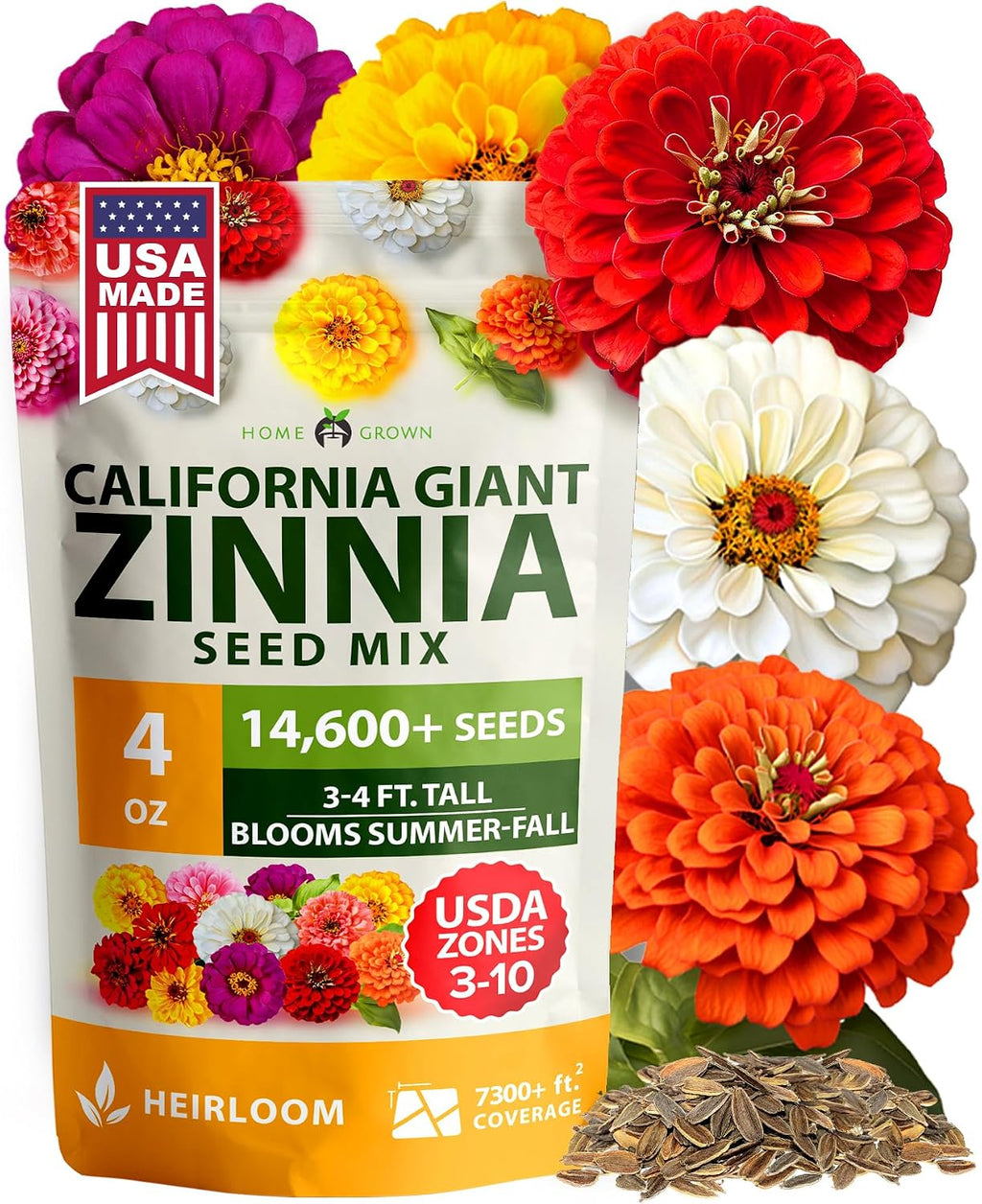 HOME GROWN Zinnia Dahlia Flower Seeds